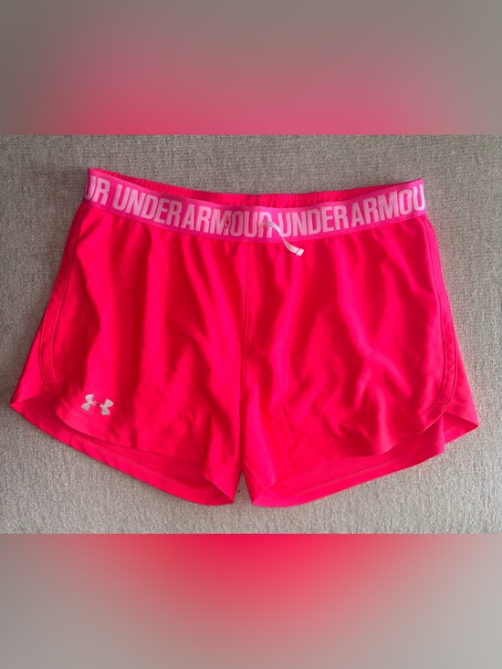 Under Armour Pants - Under Armour Pink Running Shorts Elastic Logo Waist Workout Gym Athletic Small